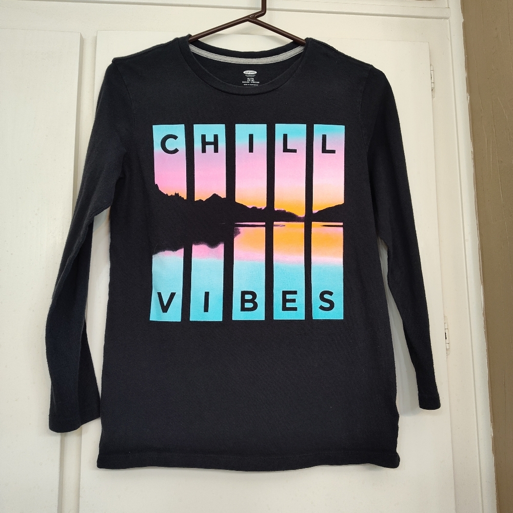 Kid's Old Navy long sleeve Tshirt xl , navy blue with Chill Vibes